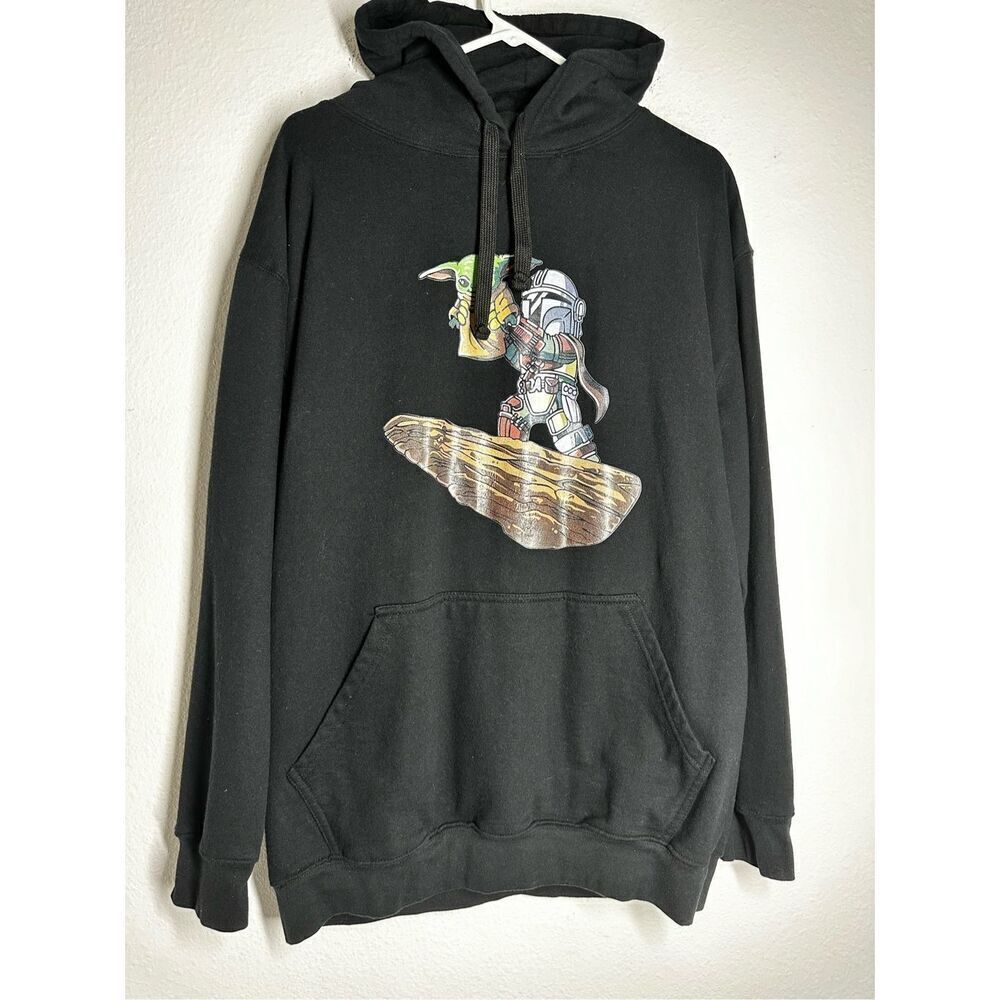 American Comfort Men’s Cotton Blend Baby Yoda Black Hoodie Size XL